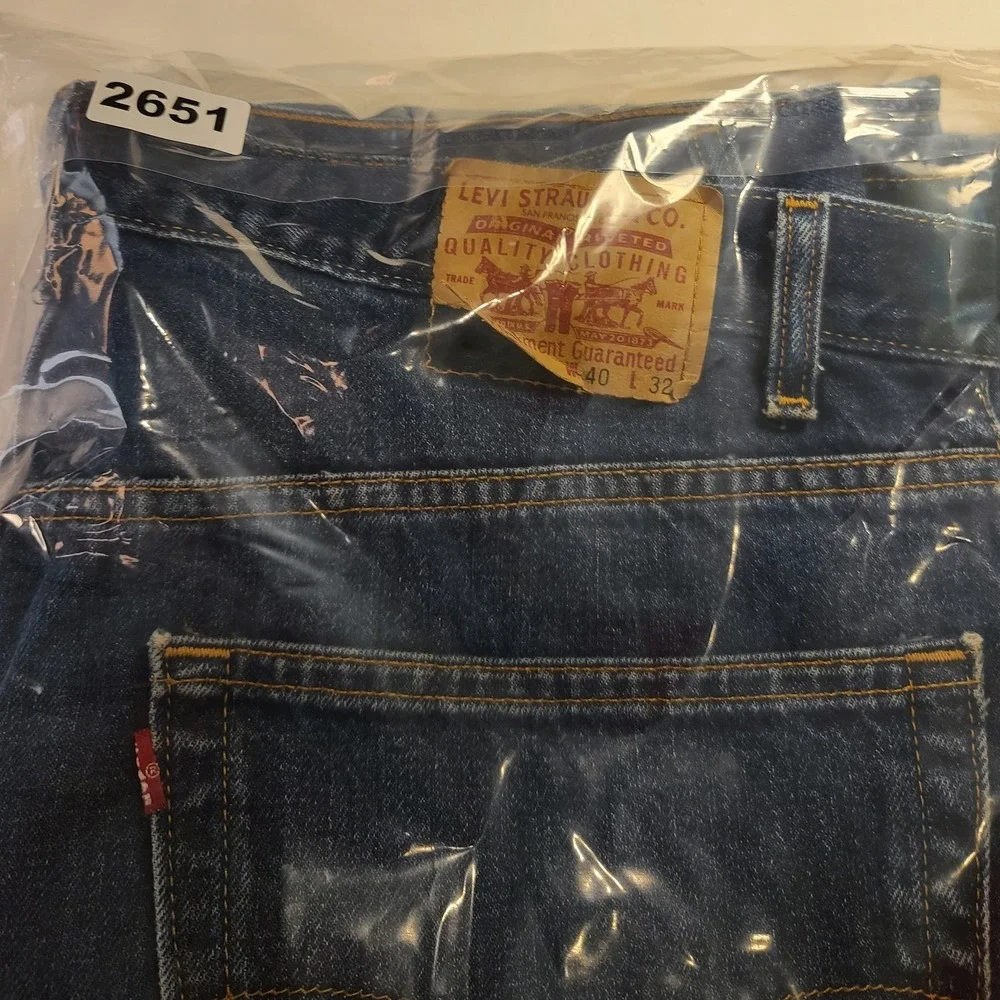 Levis 505 Regular Straight Leg Jeans Men's 40x32 Blue Indigo Denim Distressed